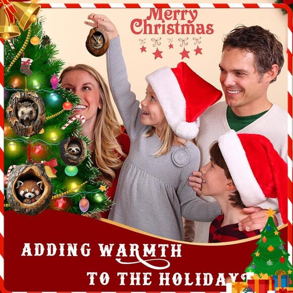 New Animal Christmas Ornament, 2D Acrylic Raccoon Decoration for Tree & Gifts - Picture 5 of 5